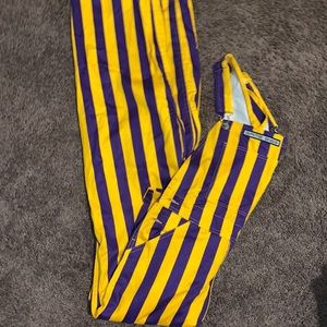 Game bibs. Purple and yellow